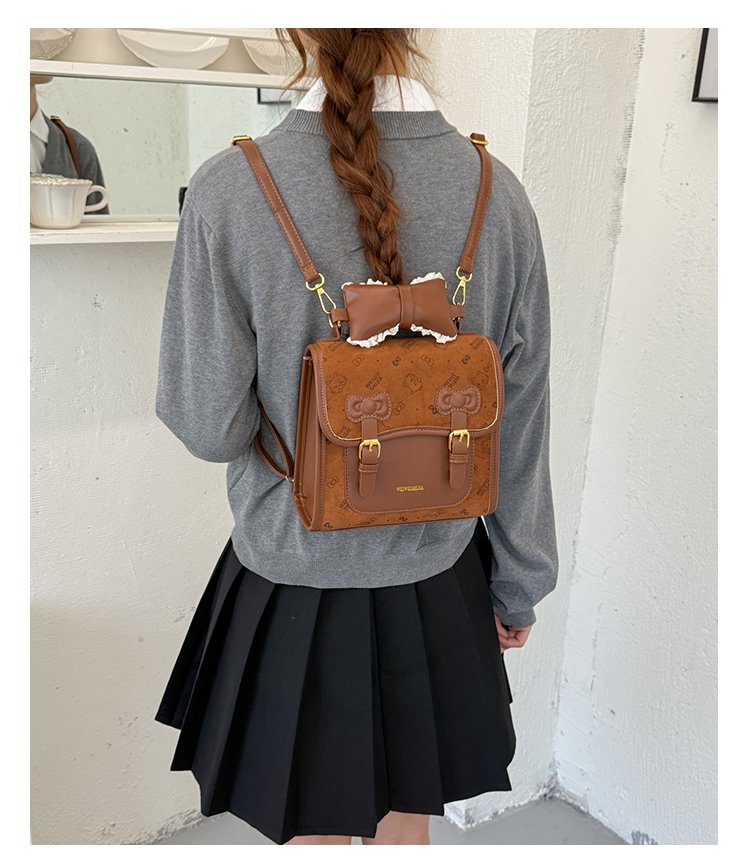 Women's Cute Cartoon Print Waterproof PU Leather Backpack detail 13