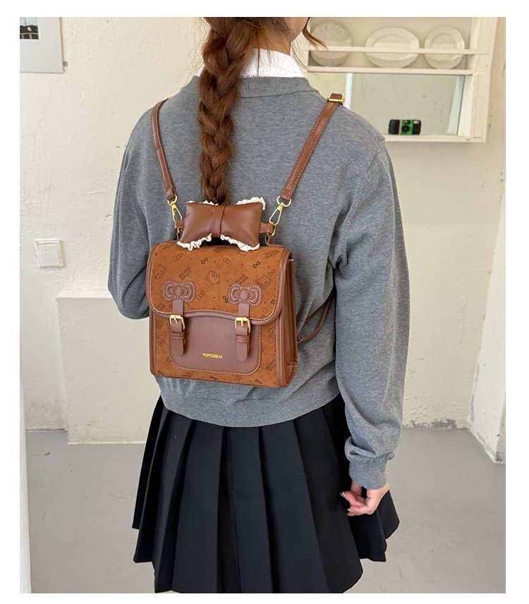 Women's Cute Cartoon Print Waterproof PU Leather Backpack detail 14