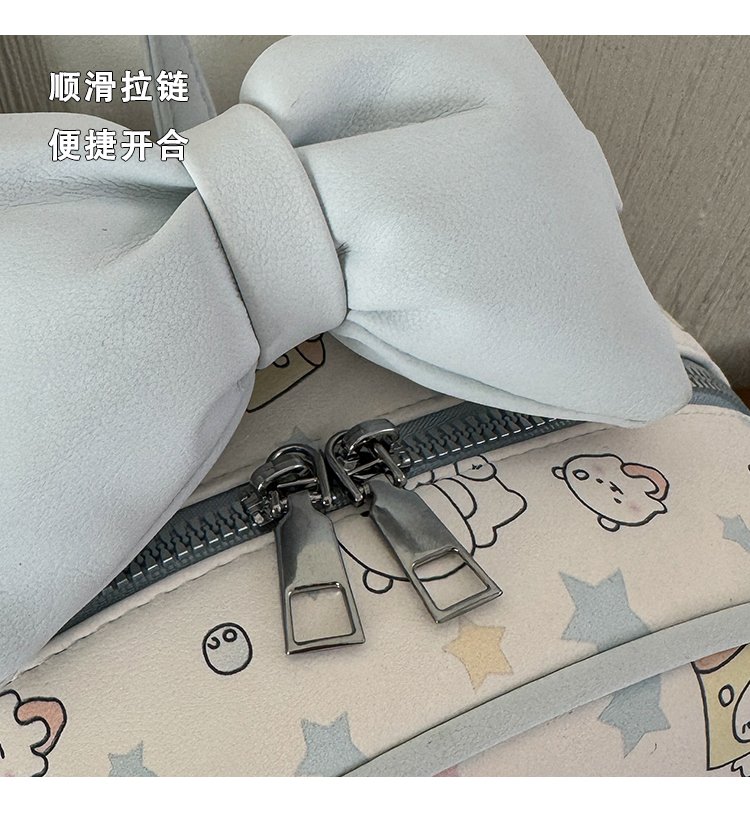 Women's Cute Cartoon Print Waterproof PU Leather Backpack detail 4