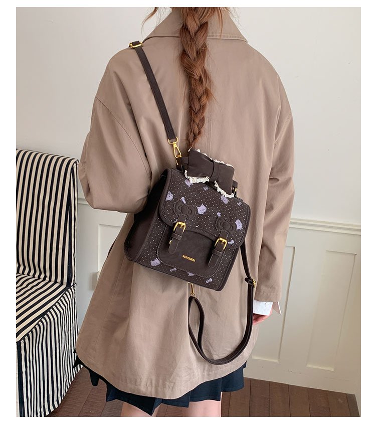 Women's Cute Cartoon Print Waterproof PU Leather Backpack detail 26