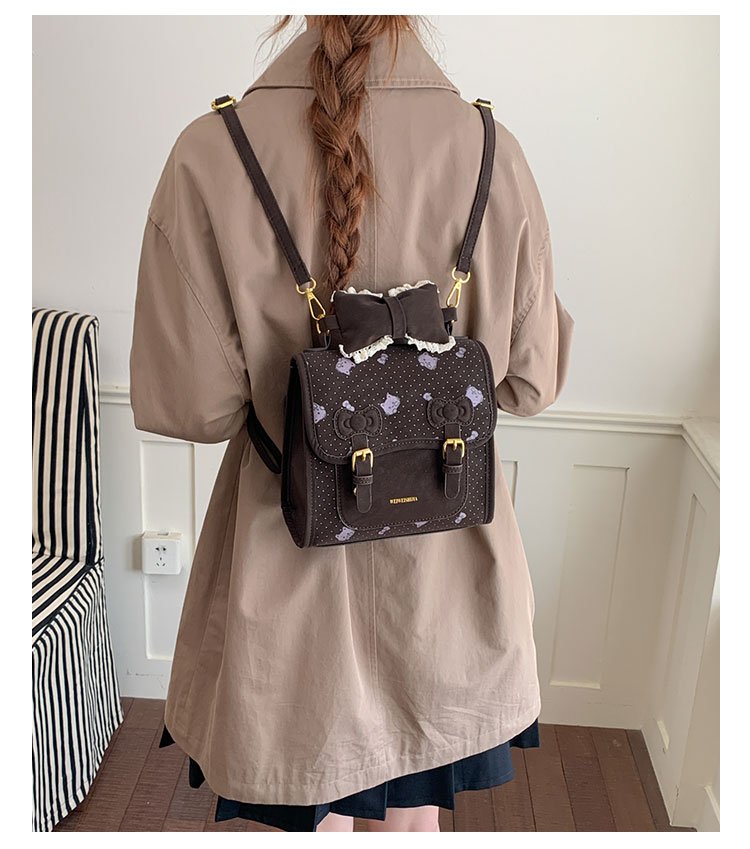 Women's Cute Cartoon Print Waterproof PU Leather Backpack detail 30