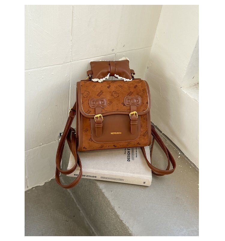 Women's Cute Cartoon Print Waterproof PU Leather Backpack detail 40