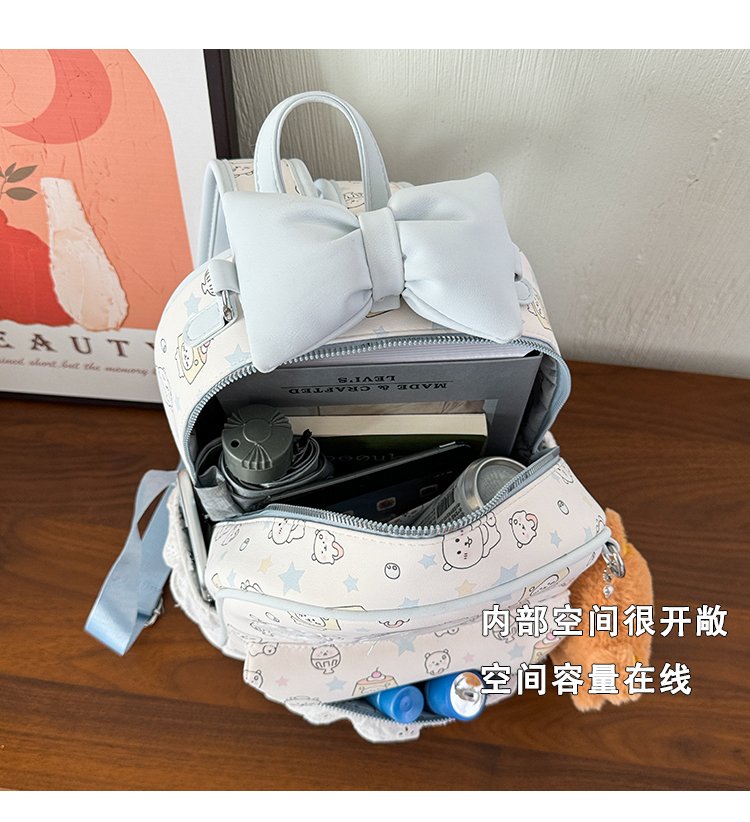 Women's Cute Cartoon Print Waterproof PU Leather Backpack detail 8