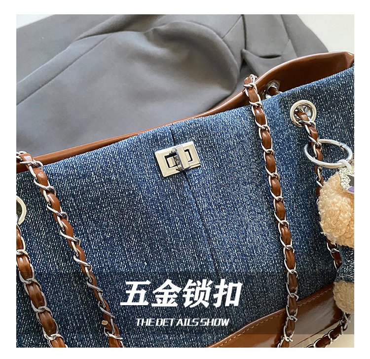 Women's Denim & PU Denim Look Bucket Bag detail 10