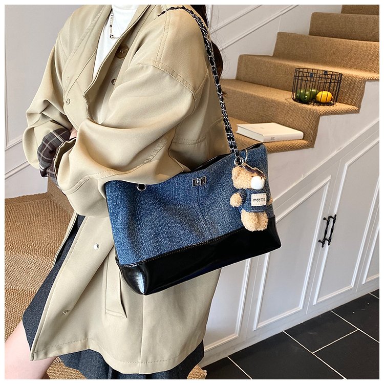 Women's Denim & PU Denim Look Bucket Bag detail 11