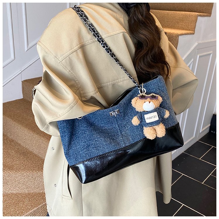 Women's Denim & PU Denim Look Bucket Bag detail 14