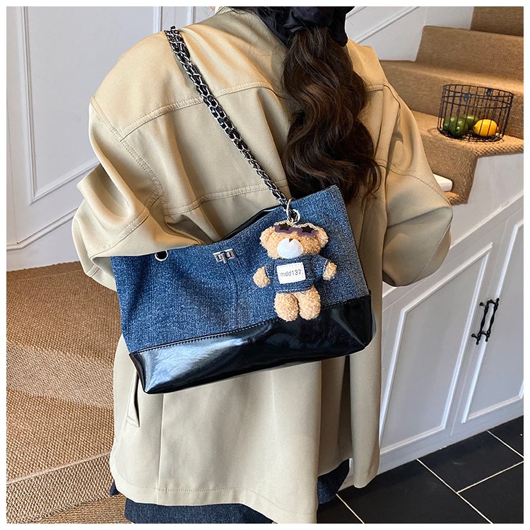 Women's Denim & PU Denim Look Bucket Bag detail 15