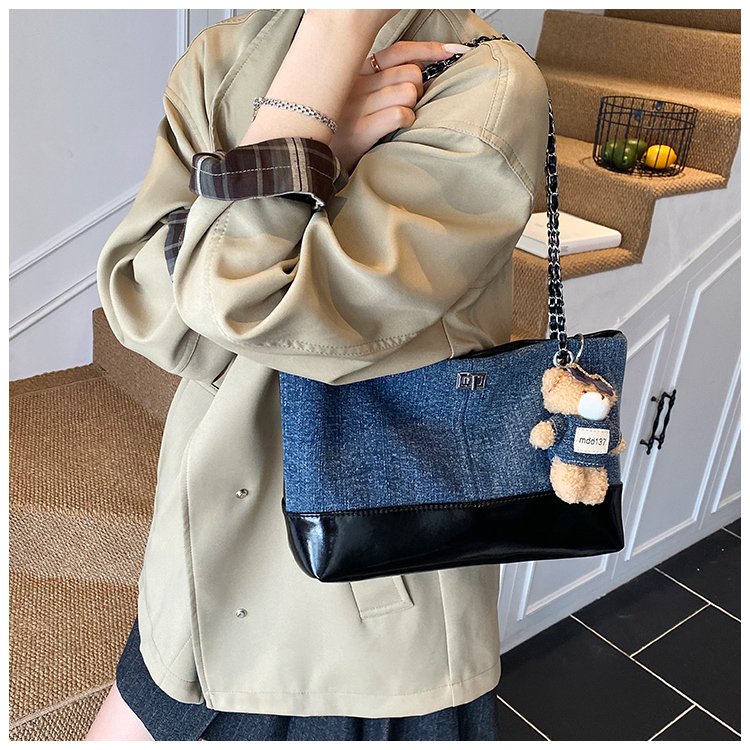 Women's Denim & PU Denim Look Bucket Bag detail 16