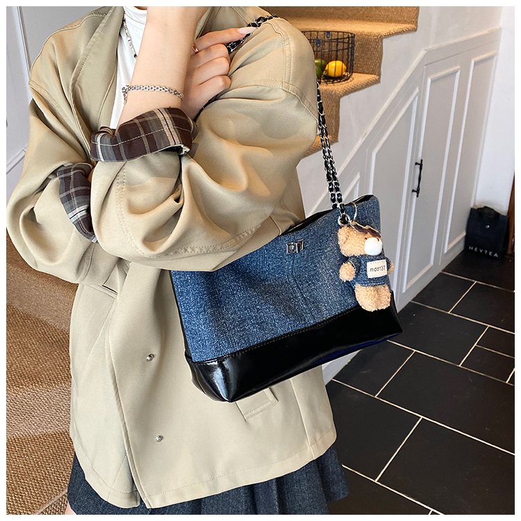 Women's Denim & PU Denim Look Bucket Bag detail 17