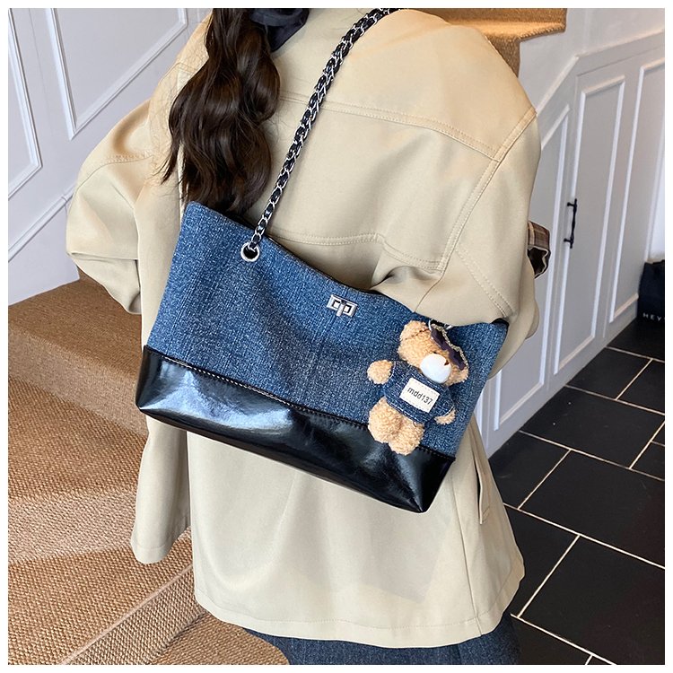 Women's Denim & PU Denim Look Bucket Bag detail 22