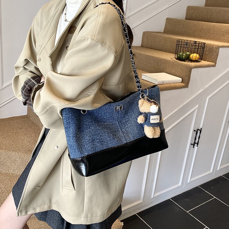 Women's Denim & PU Denim Look Bucket Bag view 1