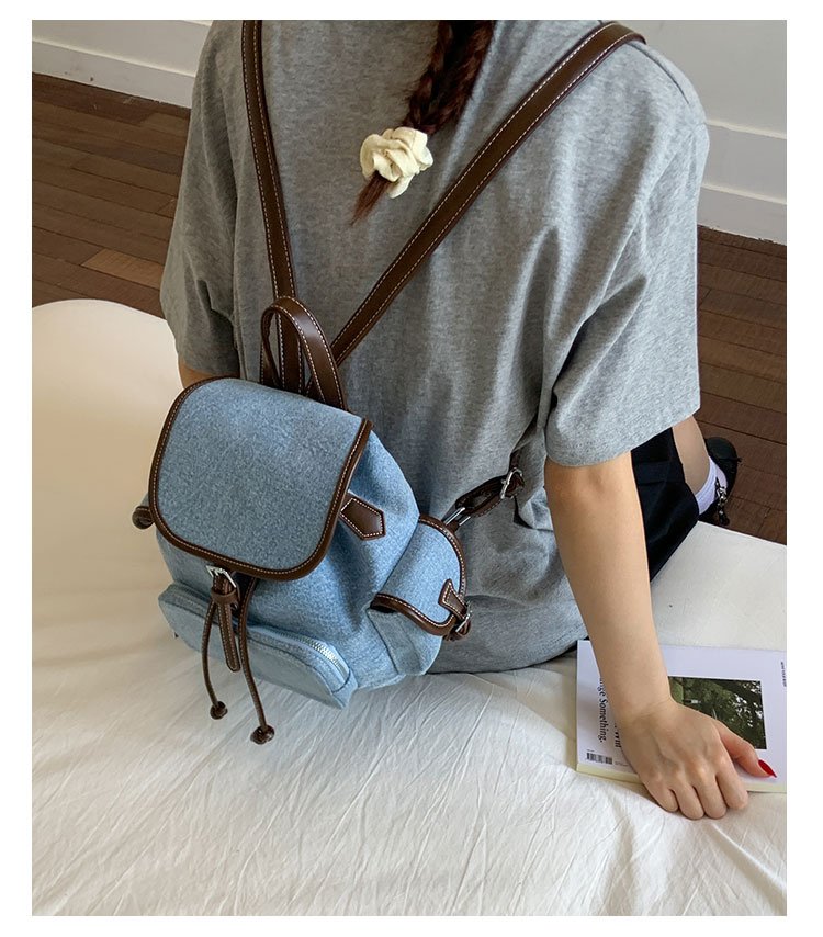 Women's PU Leather Drawstring Bucket Backpack detail 9