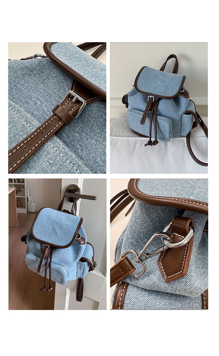 Women's PU Leather Drawstring Bucket Backpack detail 10