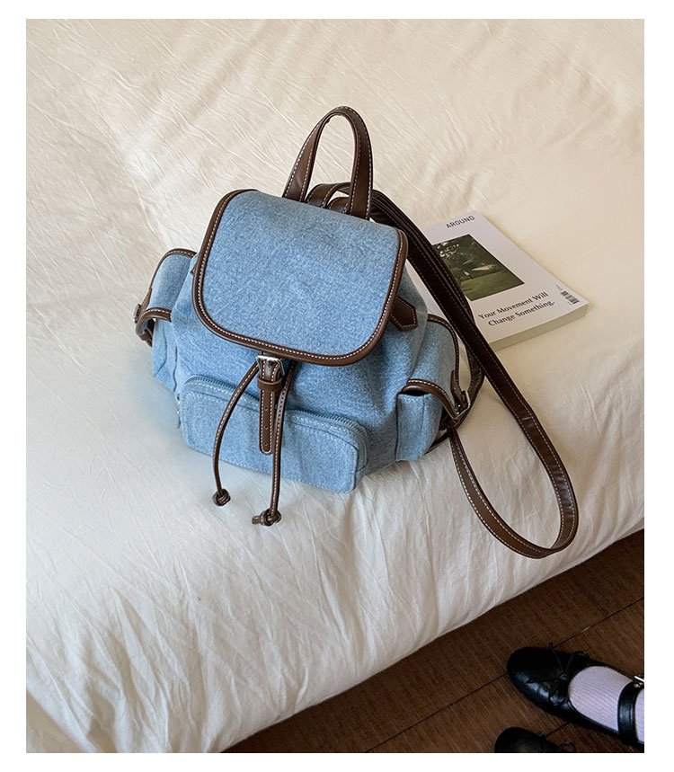 Women's PU Leather Drawstring Bucket Backpack detail 11