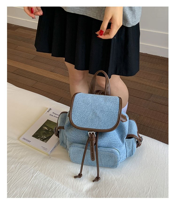 Women's PU Leather Drawstring Bucket Backpack detail 12
