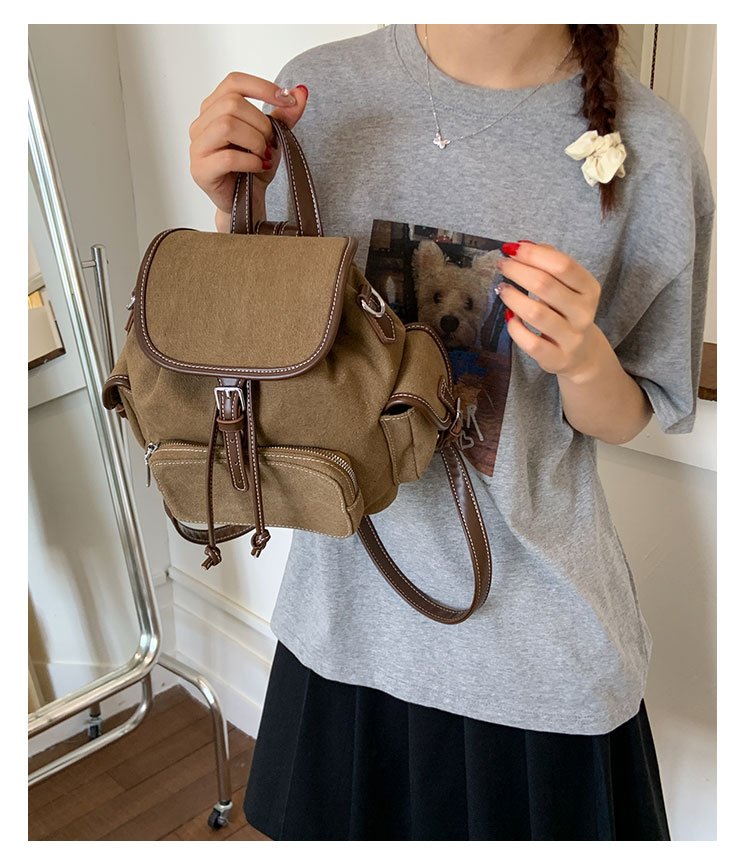 Women's PU Leather Drawstring Bucket Backpack detail 13