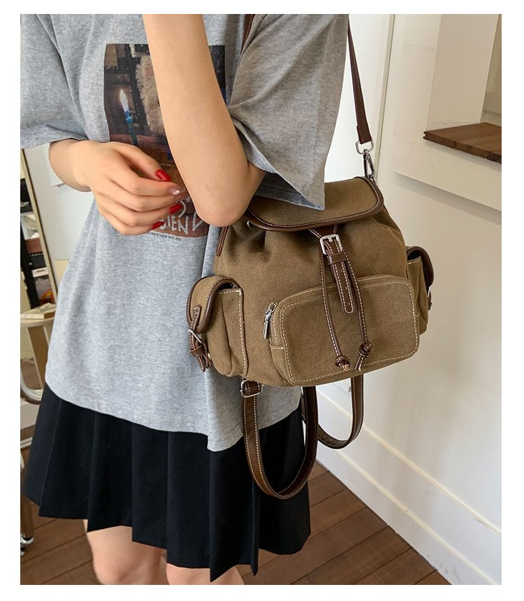 Women's PU Leather Drawstring Bucket Backpack detail 15