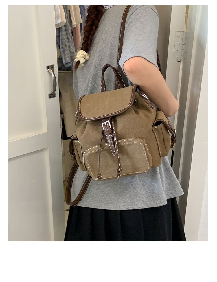 Women's PU Leather Drawstring Bucket Backpack detail 16