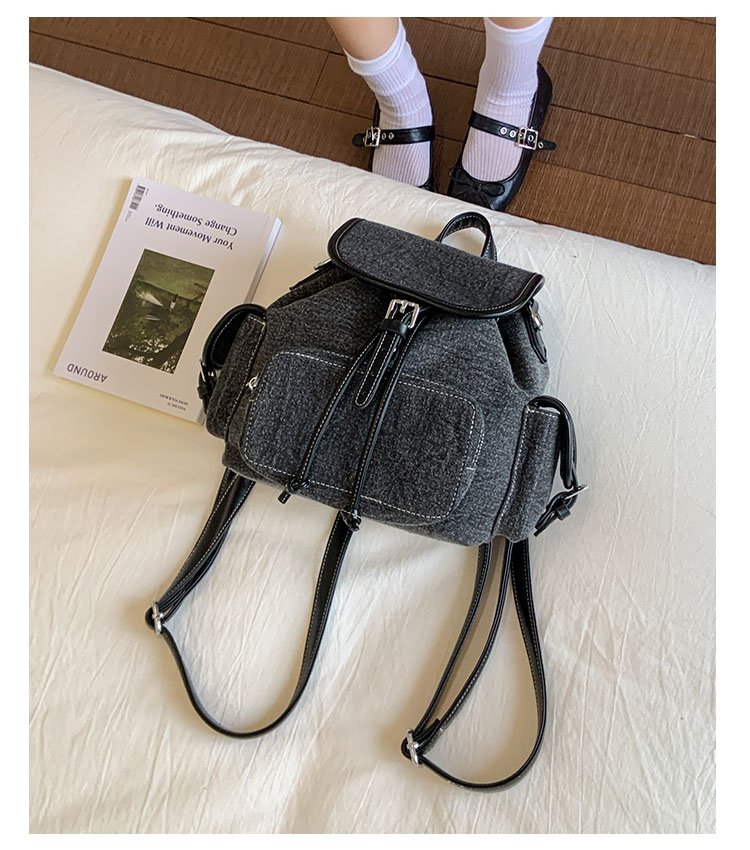 Women's PU Leather Drawstring Bucket Backpack detail 19