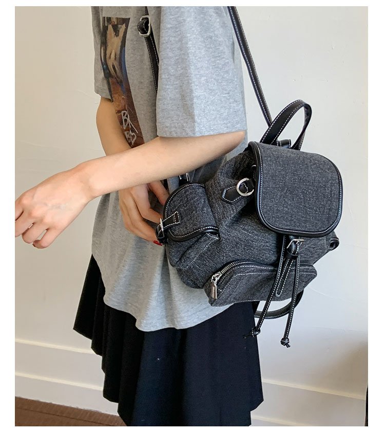 Women's PU Leather Drawstring Bucket Backpack detail 20