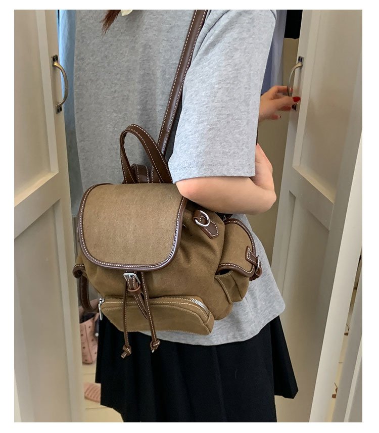 Women's PU Leather Drawstring Bucket Backpack detail 21