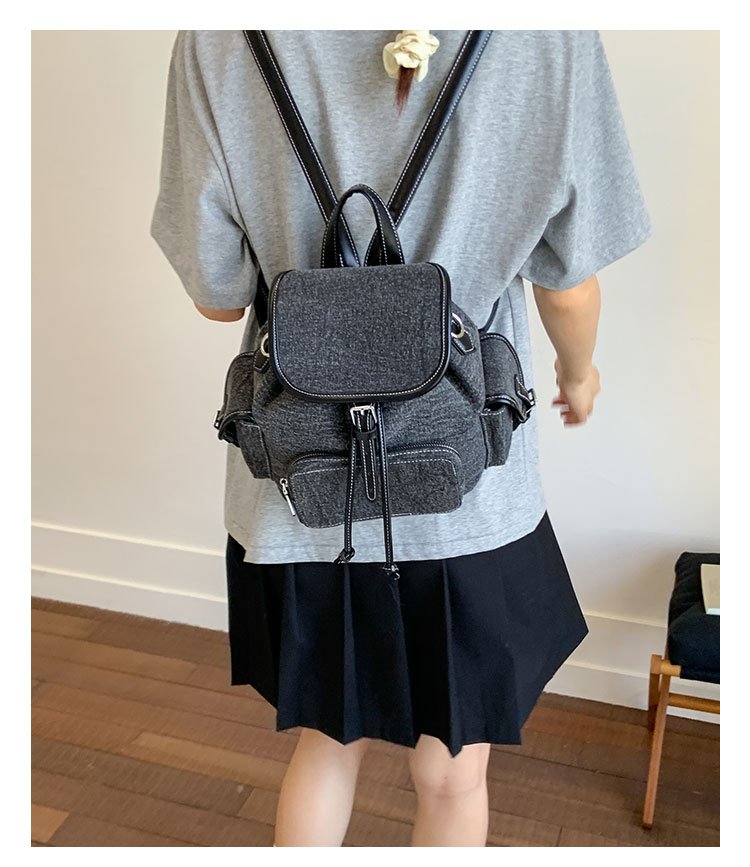 Women's PU Leather Drawstring Bucket Backpack detail 22