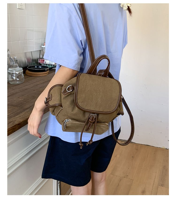 Women's PU Leather Drawstring Bucket Backpack detail 24