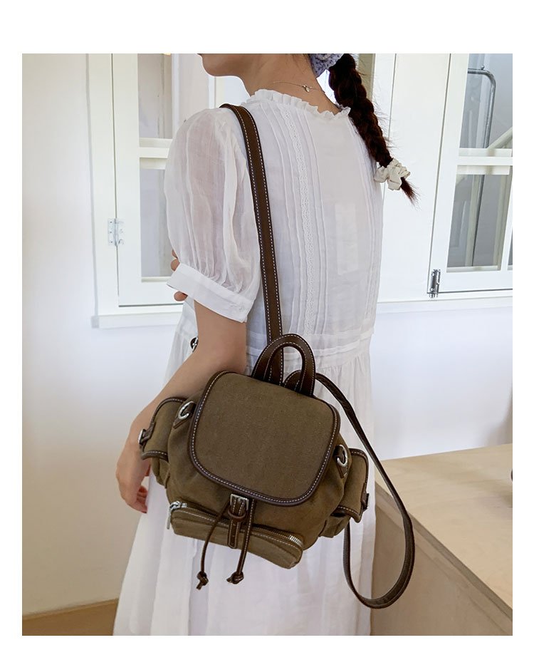 Women's PU Leather Drawstring Bucket Backpack detail 26
