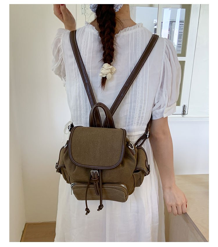 Women's PU Leather Drawstring Bucket Backpack detail 28