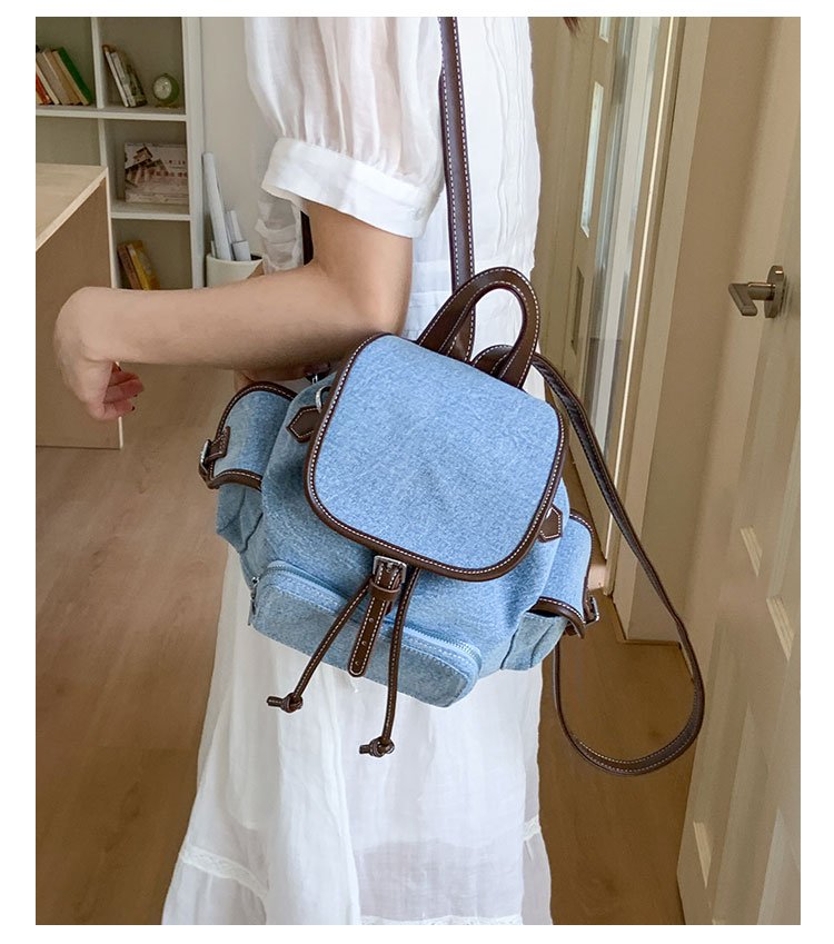 Women's PU Leather Drawstring Bucket Backpack detail 29