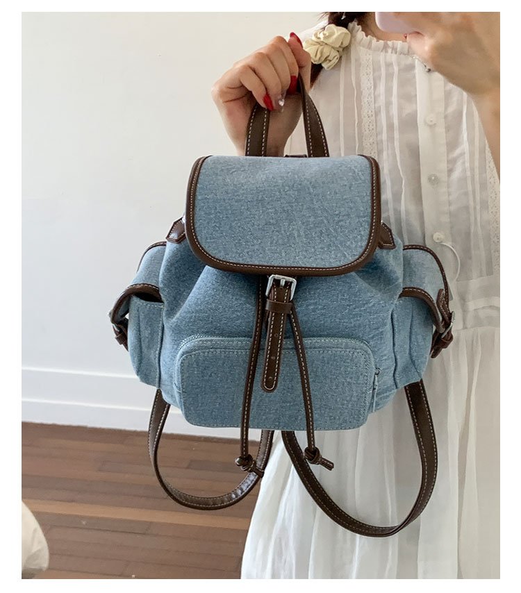 Women's PU Leather Drawstring Bucket Backpack detail 30