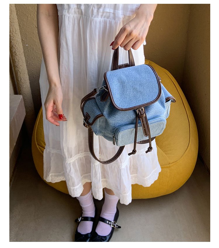 Women's PU Leather Drawstring Bucket Backpack detail 31