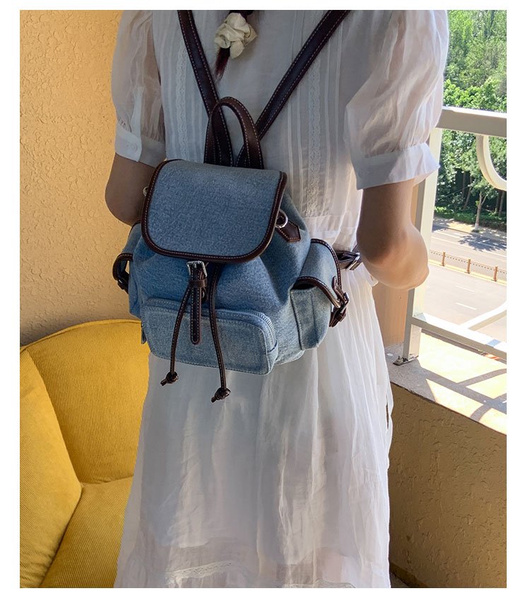 Women's PU Leather Drawstring Bucket Backpack detail 32