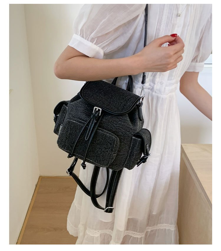 Women's PU Leather Drawstring Bucket Backpack detail 33