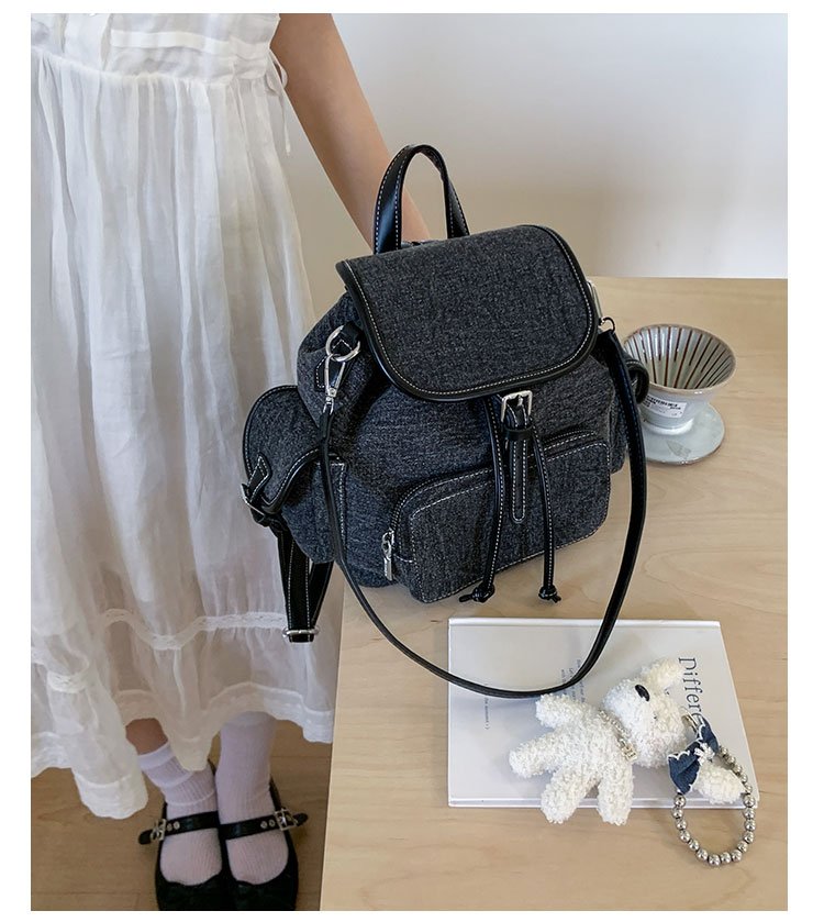 Women's PU Leather Drawstring Bucket Backpack detail 34