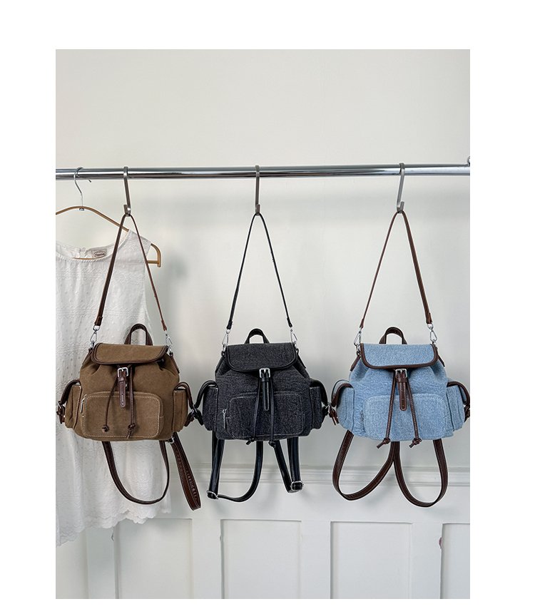 Women's PU Leather Drawstring Bucket Backpack detail 35