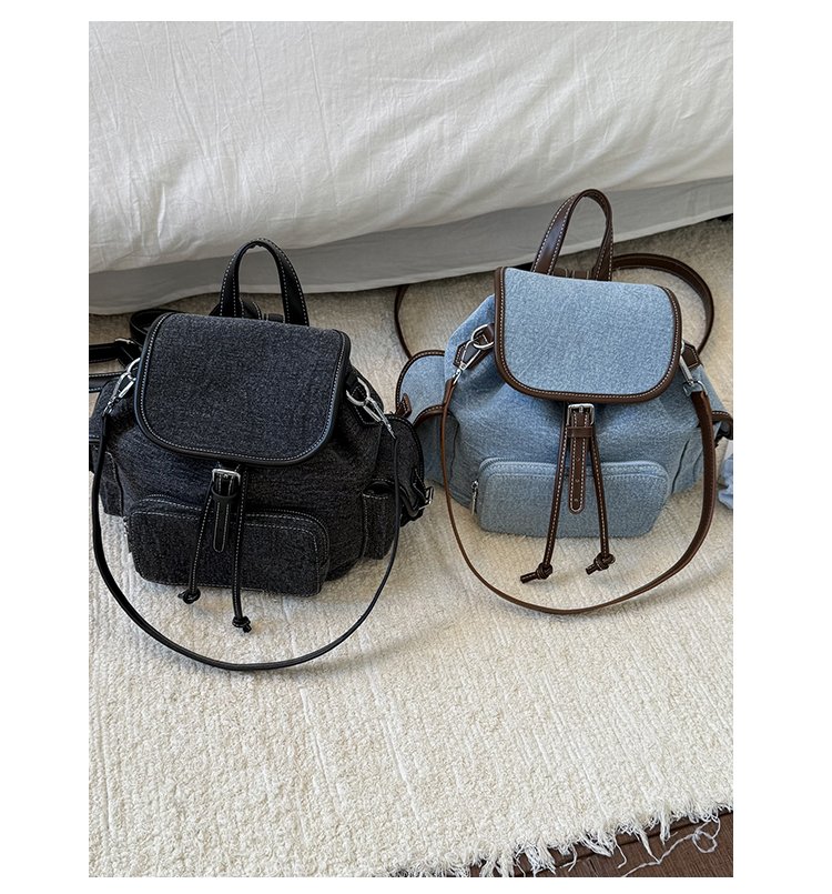Women's PU Leather Drawstring Bucket Backpack detail 36