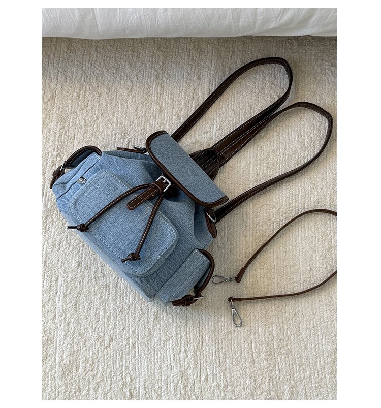 Women's PU Leather Drawstring Bucket Backpack detail 40