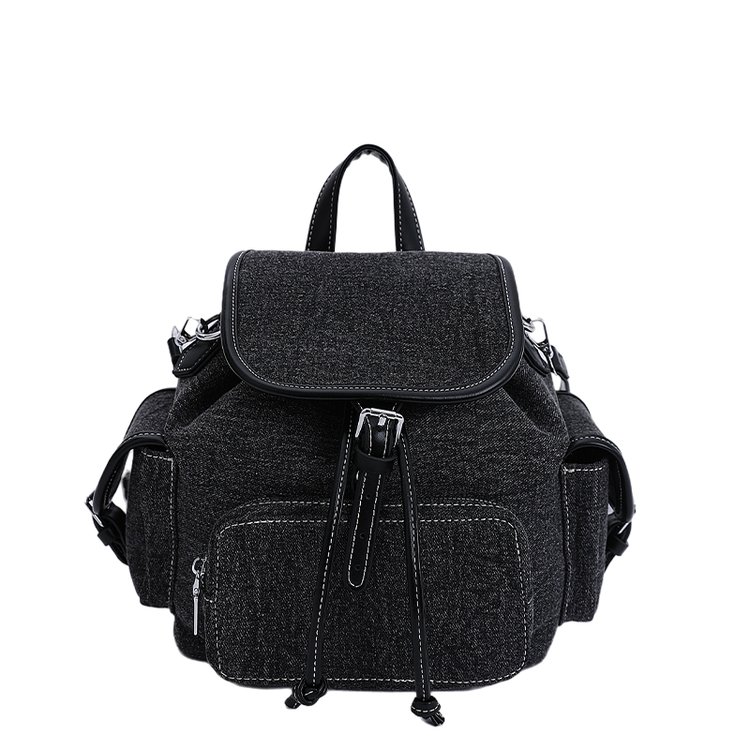 Women's PU Leather Drawstring Bucket Backpack view 3