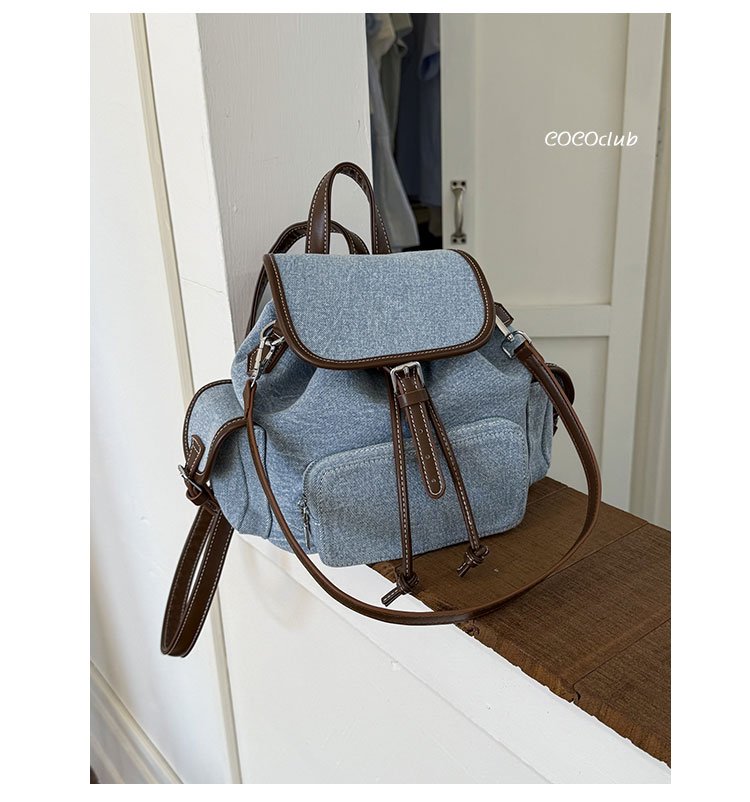 Women's PU Leather Drawstring Bucket Backpack detail 6