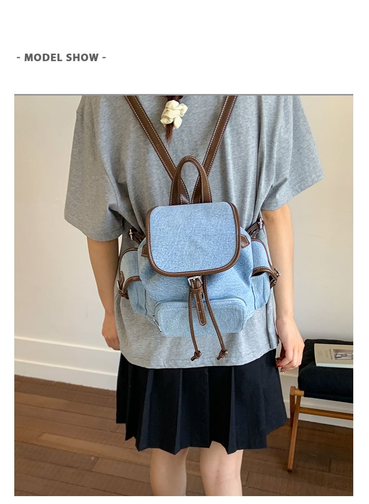 Women's PU Leather Drawstring Bucket Backpack detail 7