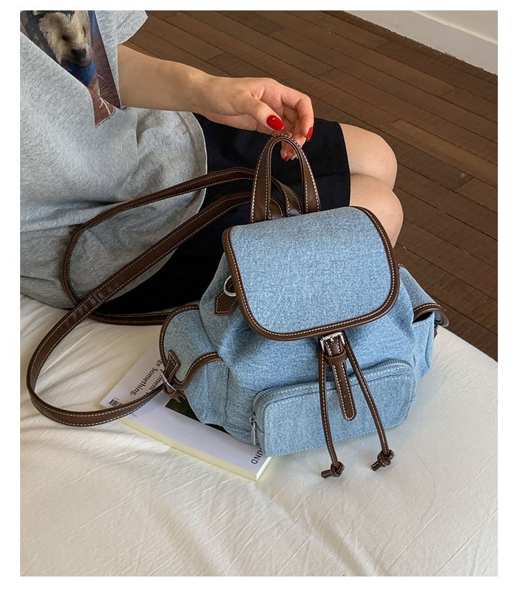 Women's PU Leather Drawstring Bucket Backpack detail 8