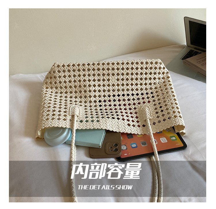 Women's PU Leather Gingham Basket Tote Bag detail 16