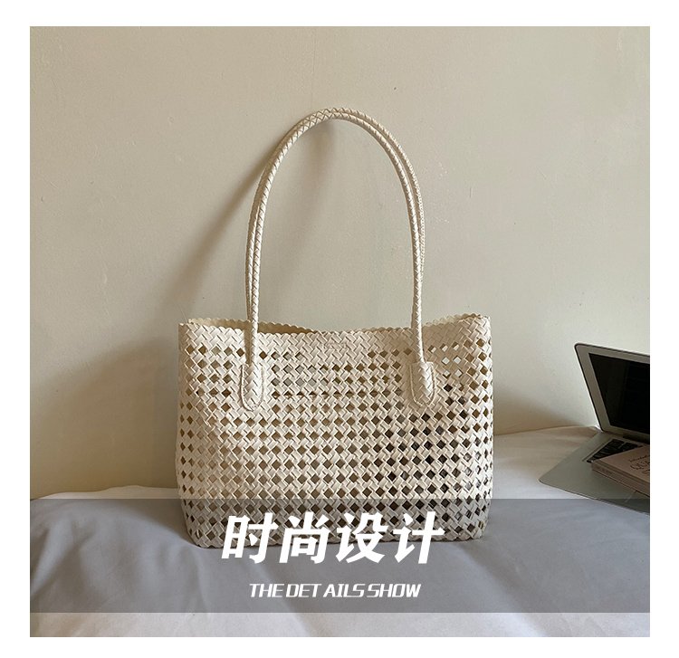 Women's PU Leather Gingham Basket Tote Bag detail 19