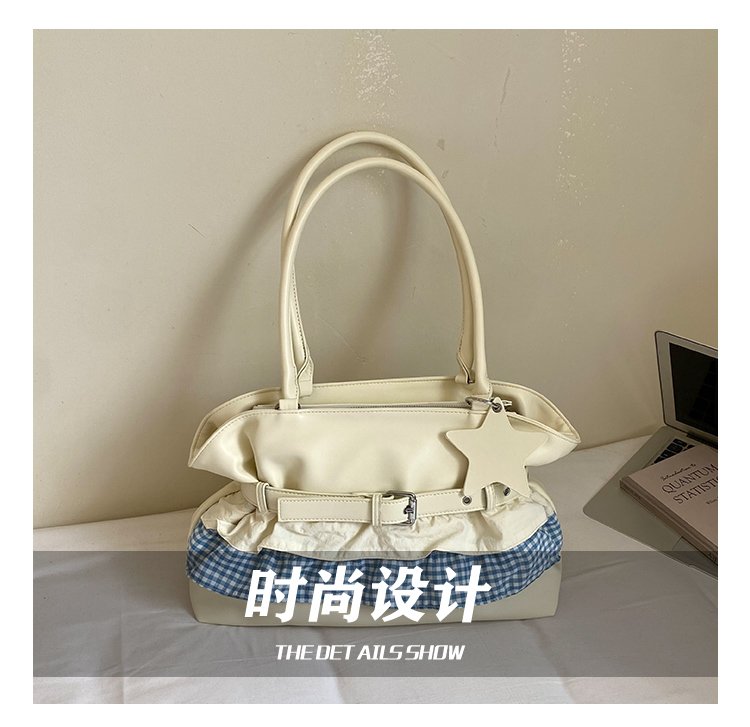 Women's PU Leather Gingham Drawstring Shoulder Bag detail 9