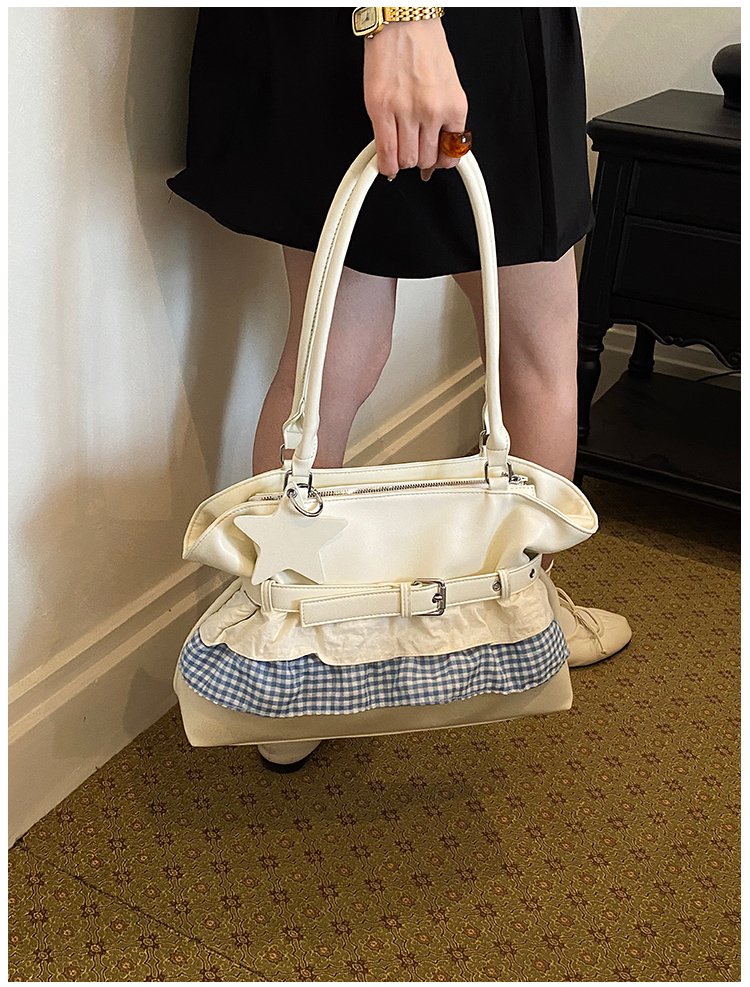 Women's PU Leather Gingham Drawstring Shoulder Bag detail 19