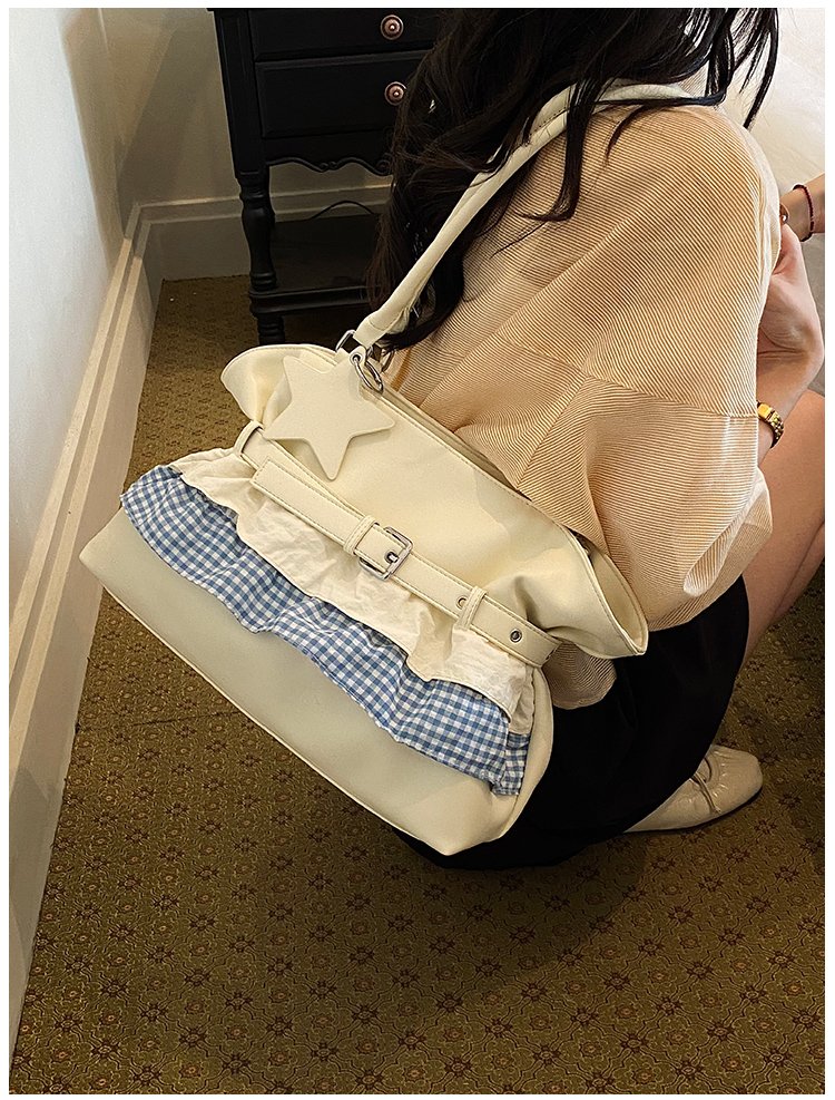Women's PU Leather Gingham Drawstring Shoulder Bag detail 21