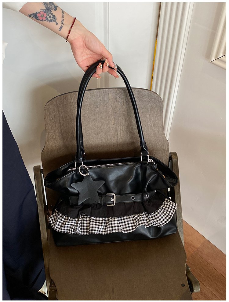 Women's PU Leather Gingham Drawstring Shoulder Bag detail 23