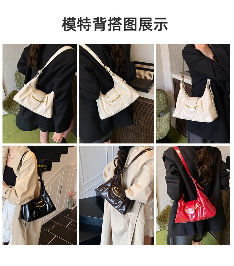 Women's PU Leather Glossy Shoulder Bag detail 1