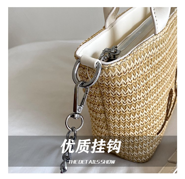 Women's PU Leather Letter Woven Basket Tote Bag detail 14